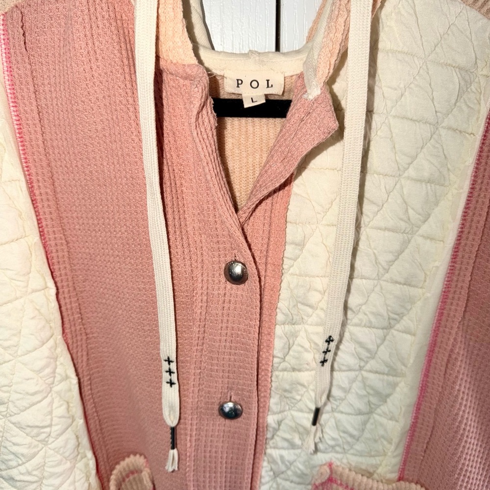 💕POL Mixed Fabric Quilted Button Jacket💕 - Picture 4 of 7